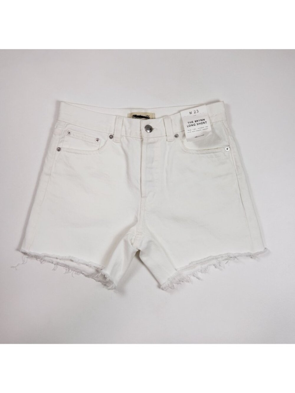 Madewell The Brynn Long Short Women’s 23 Pure White Rigid Denim Raw Hem NWT - Picture 5 of 16